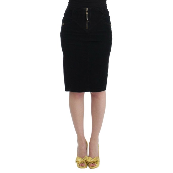 Cavalli Black Corduroy Pencil Skirt/IT46XL/Black NWT